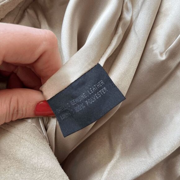 Vintage Guess Genuine Suede Leather Pants Size 6 Beige Straight Leg - Picture 11 of 12